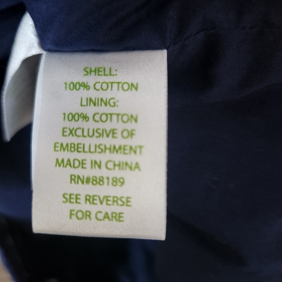 Lilly Pulitzer | Gabby 100% Cotton Beaded Shift Dress True Navy Blue - Size 0 - Picture 11 of 12